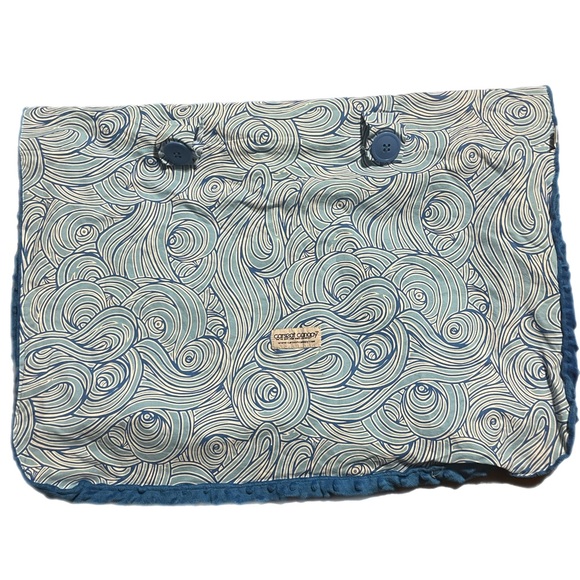 Carseat Canopy Blue and White Swirl with Teal Minky Material on the back - Picture 1 of 4